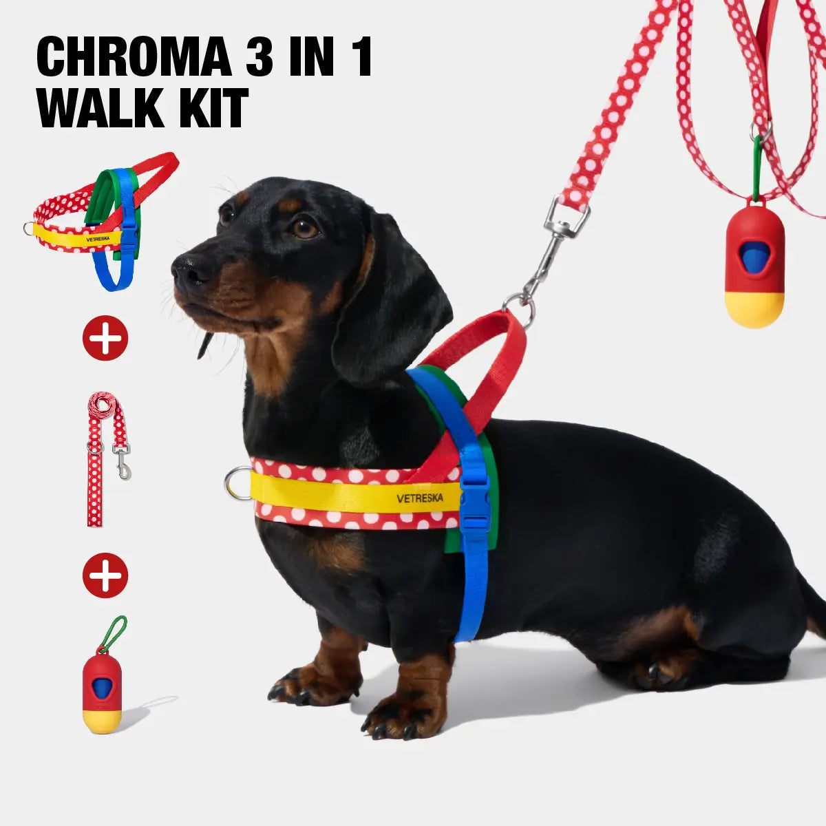 VETRESKA Moma Dog Harness and Leash Set - Adjustable No-Pull Harness for Small to Medium Dogs with Anti-Twist Leash for Walking and Training