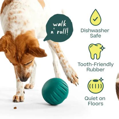 Woof Walkabout - Enrichment Dog Toys Puzzle and Treat Dispenser - Adjustable Difficulty for Kibble and Treats - Durable Rubber - Easy to Clean