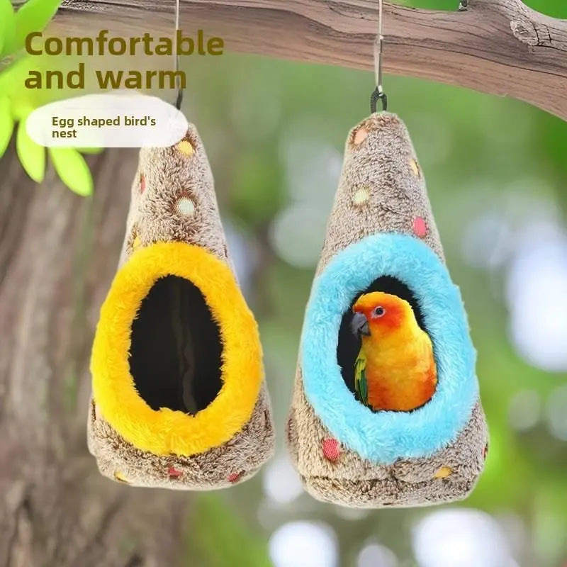 Egg-Shaped Warm Plush Hanging Bird Cage Nest, Winter Nesting House for Small-Medium Birds - Birdcage Liner, Pet Supplies Cages & Accessories (Fits Parrots, Finches)