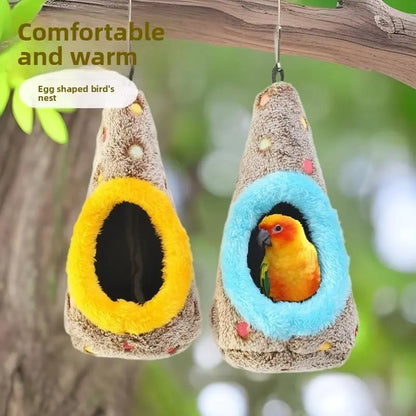 Egg-Shaped Warm Plush Hanging Bird Cage Nest, Winter Nesting House for Small-Medium Birds - Birdcage Liner, Pet Supplies Cages & Accessories (Fits Parrots, Finches)