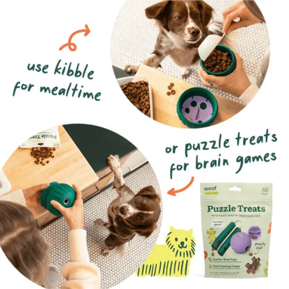 Woof Walkabout - Enrichment Dog Toys Puzzle and Treat Dispenser - Adjustable Difficulty for Kibble and Treats - Durable Rubber - Easy to Clean